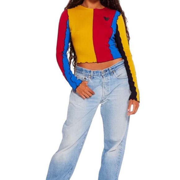 NWOT by Samii Ryan Disney Mickey Mouse Contrast Long Sleeve Top - Sz S - Picture 5 of 10